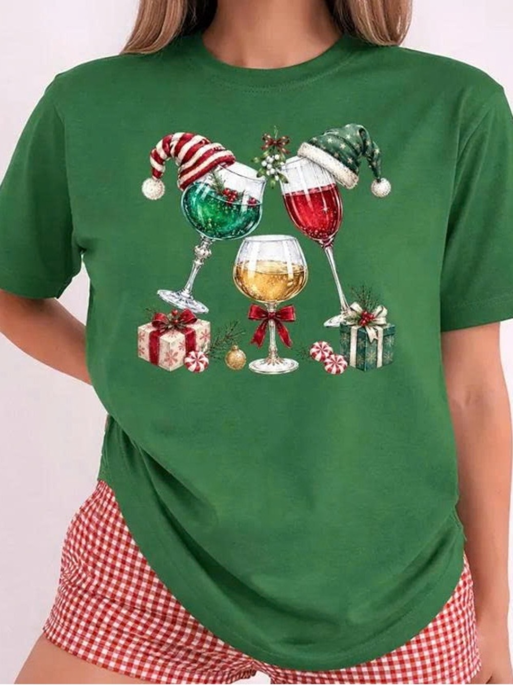 Xmas Green Holiday Glass Graphic Tee